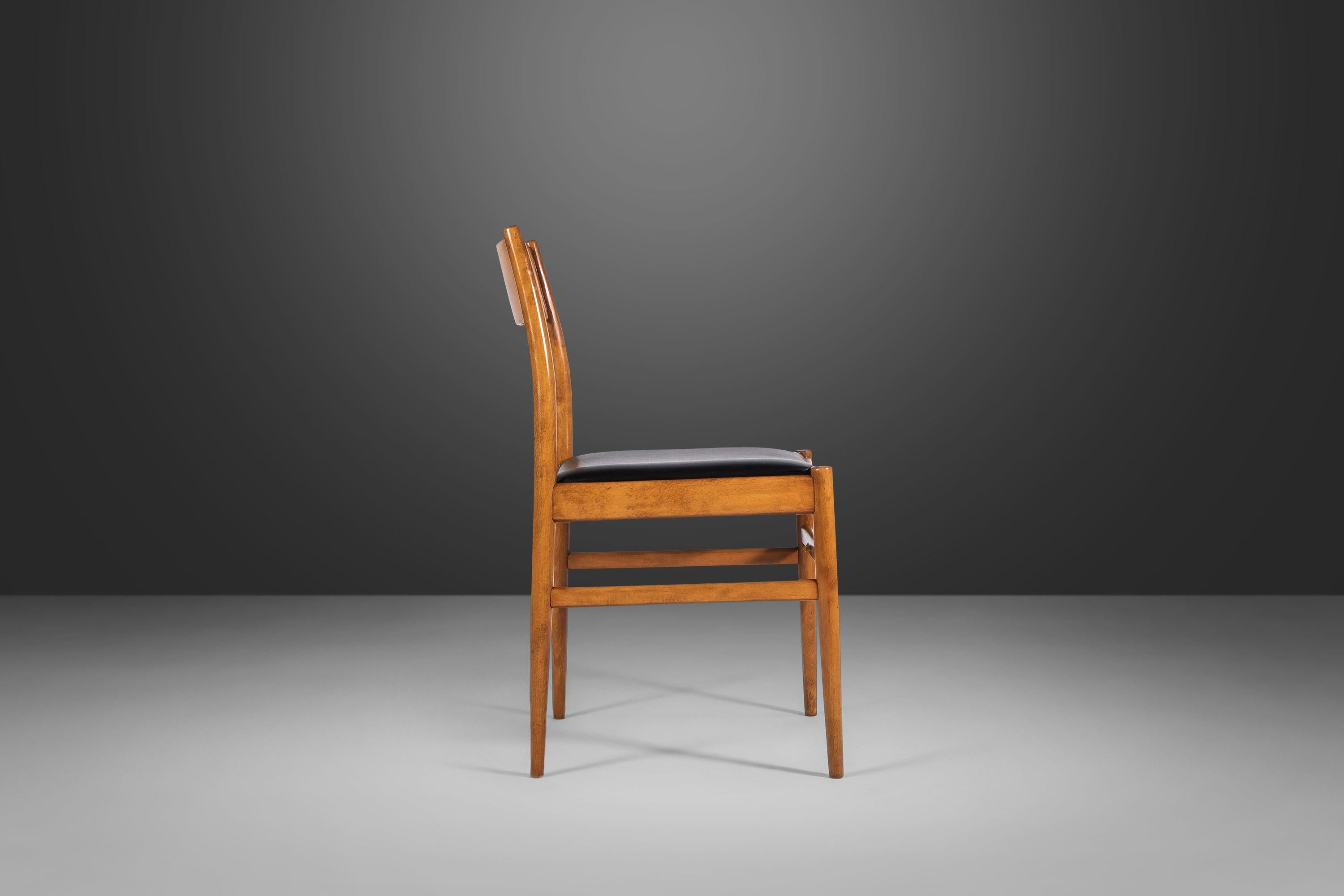 Italian Set of Four '4' Mid Century Danish Modern Contoured Oak Dining Chairs, c. 1960's For Sale