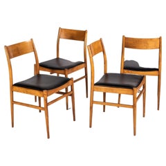 Vintage Set of Four '4' Mid Century Danish Modern Contoured Oak Dining Chairs, c. 1960's