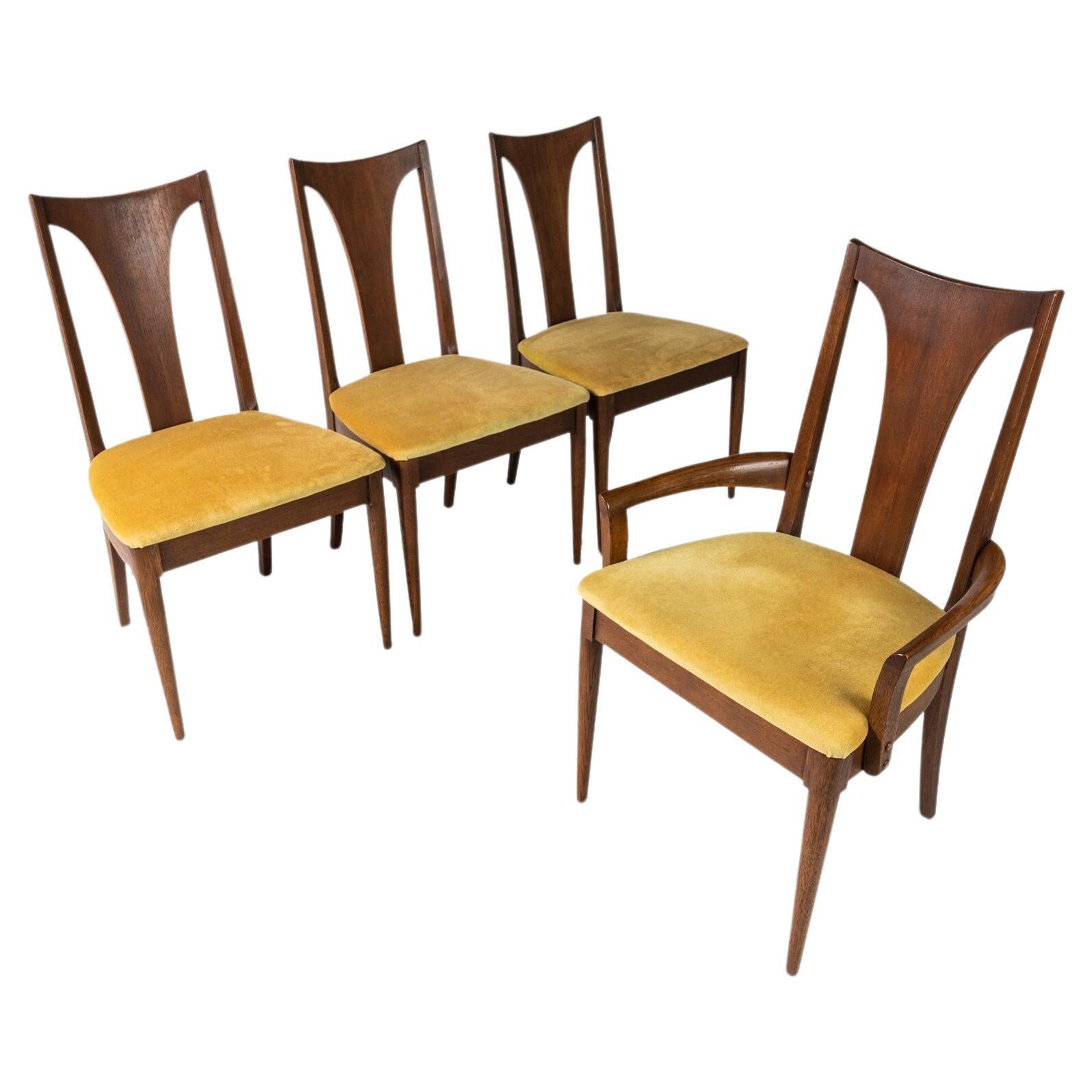 Set of Four (4) Mid Century Modern Brasilia Dining Chairs in Walnut by Broyhill