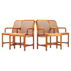 Ensemble de quatre (4) chaises Pretzel en chêne et tissu tweed d'origine, États-Unis, vers les années 1960