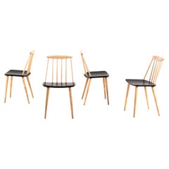 Retro Set of 4 Model J 77 'Farmhouse' Chairs in Beech by Folke Palsson for FDB, 1960's