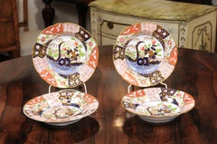 Set of Four '4' “Money Tree” Soup Bowls, England, ca. 1830