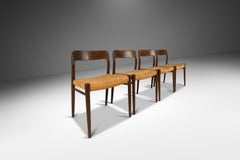 Set of Four ( 4 ) Niels Otto Moller Model 75 Dining Chairs for J.L. Mollers, 60s