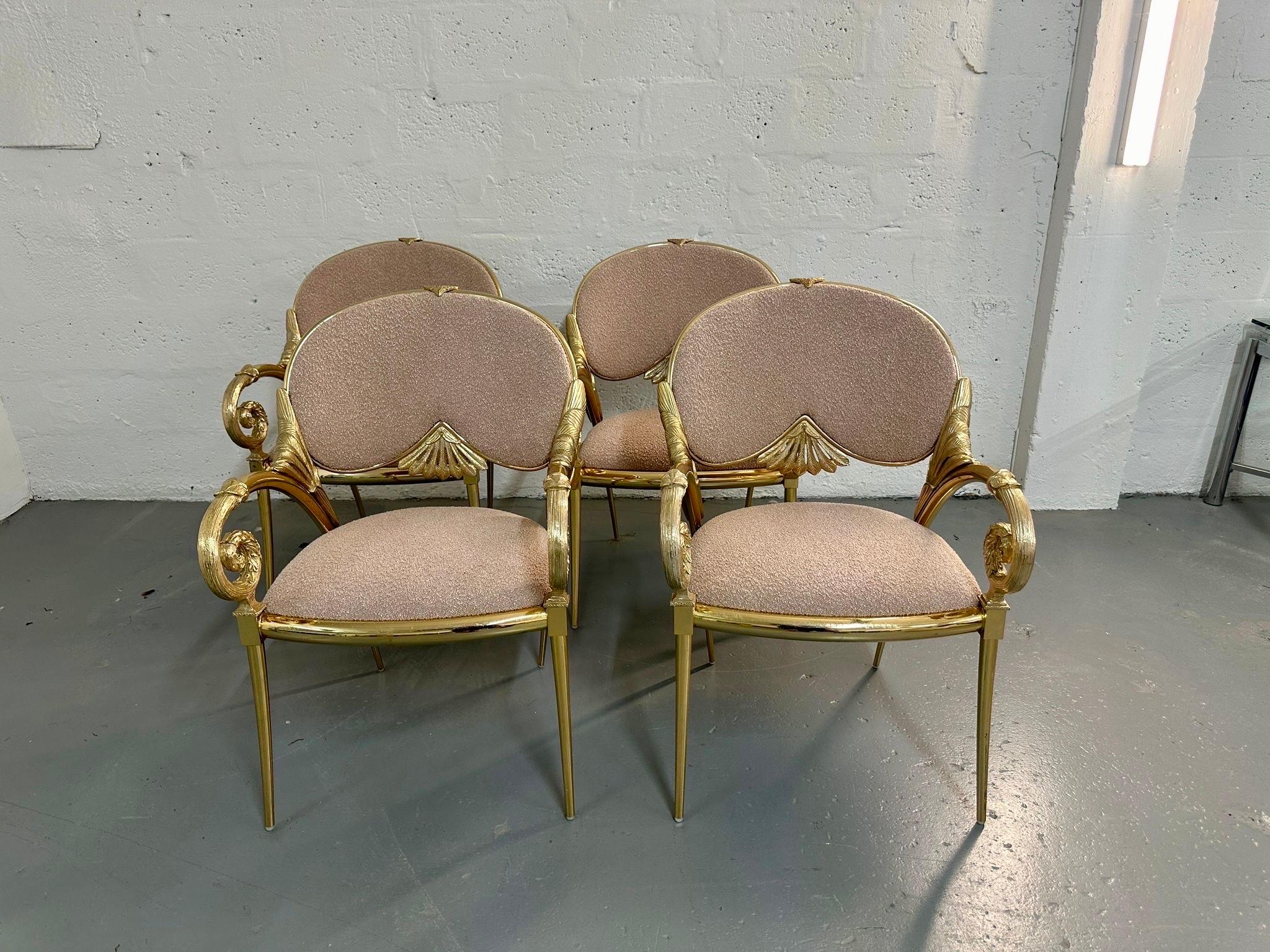 Set di quattro (4) poltrone decorative in metallo placcato oro Manuel Vidal Grau in vendita 3