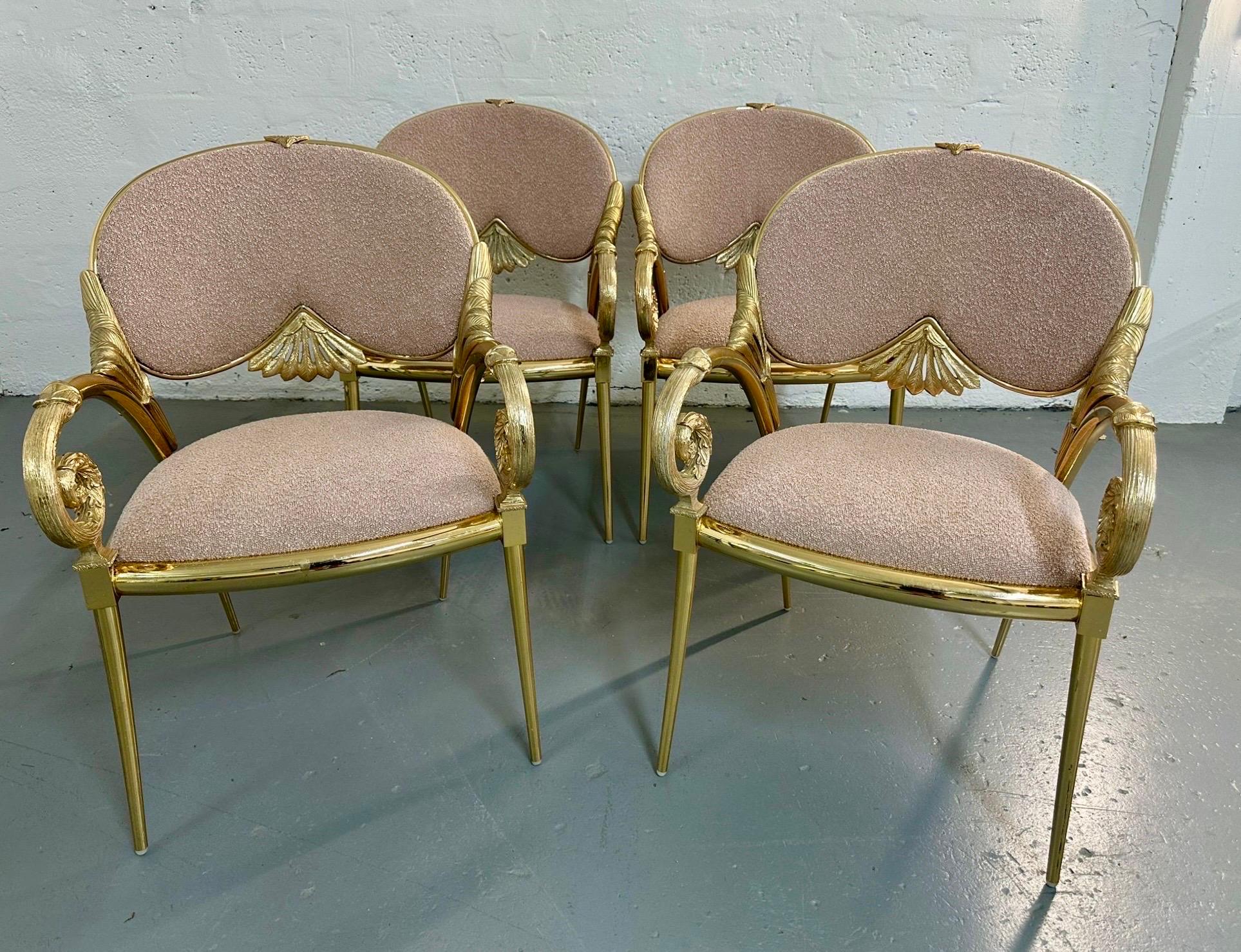 Set di quattro (4) poltrone decorative in metallo placcato oro Manuel Vidal Grau in vendita 4