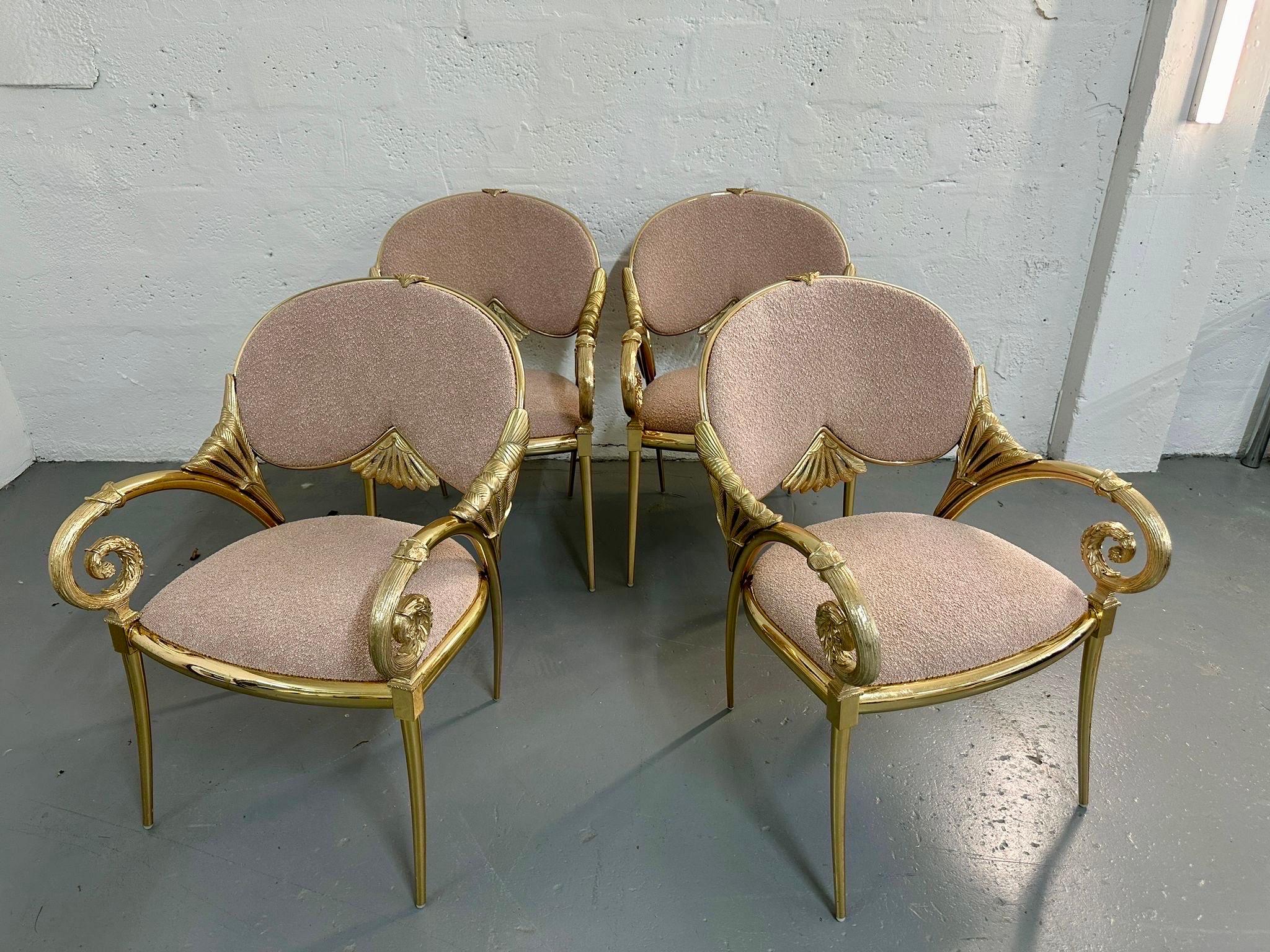 Set di quattro (4) poltrone decorative in metallo placcato oro Manuel Vidal Grau in vendita 5