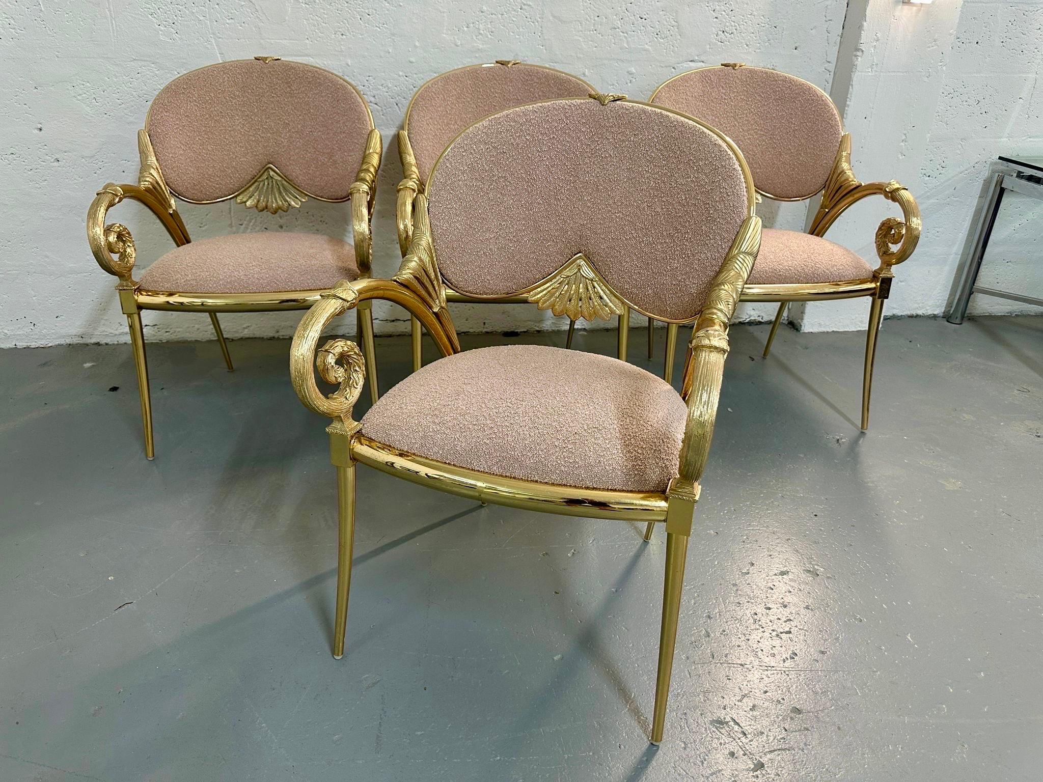 Set di quattro (4) poltrone decorative in metallo placcato oro Manuel Vidal Grau in vendita 6