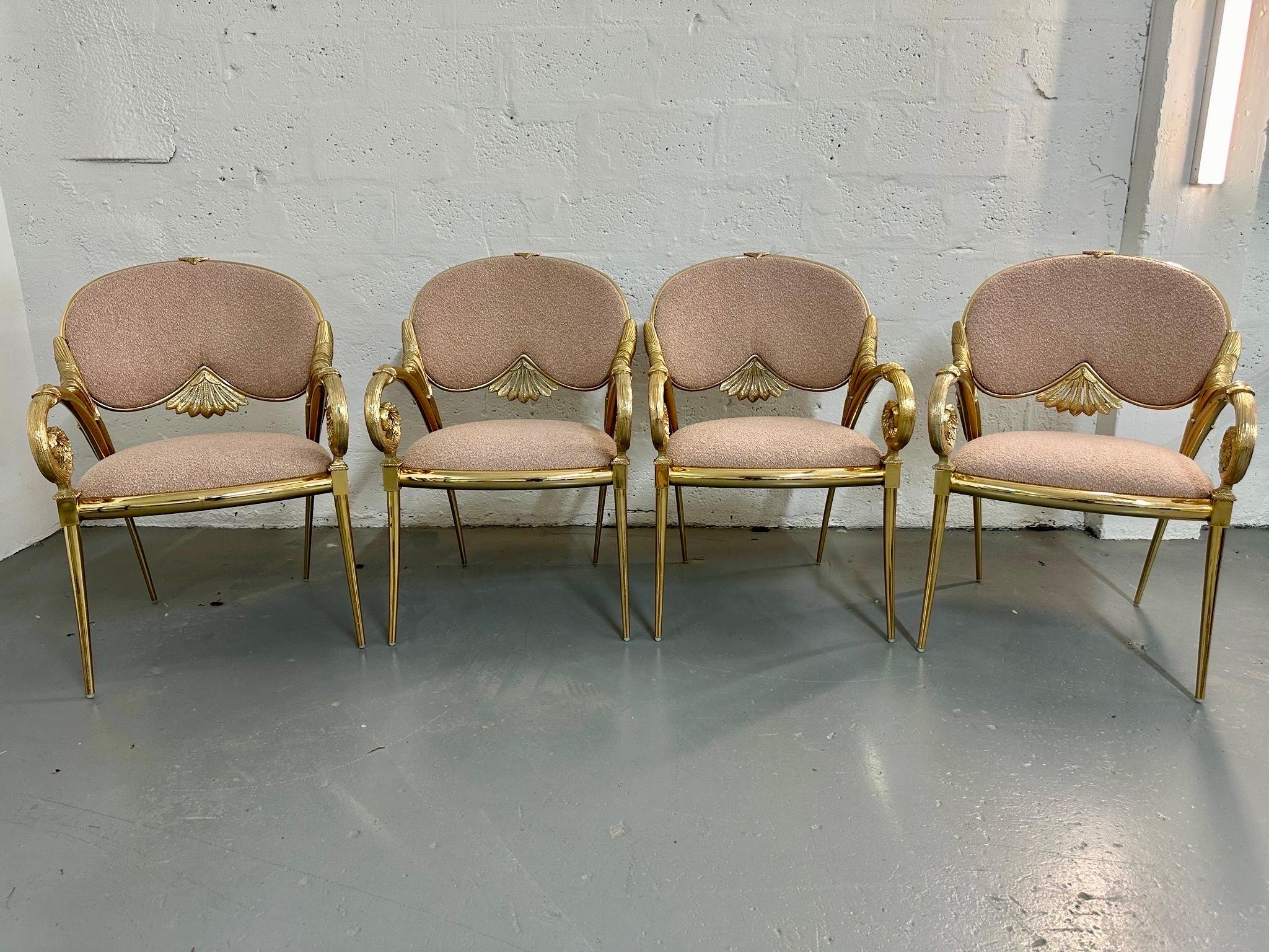 Set di quattro (4) poltrone decorative in metallo placcato oro Manuel Vidal Grau in vendita 7