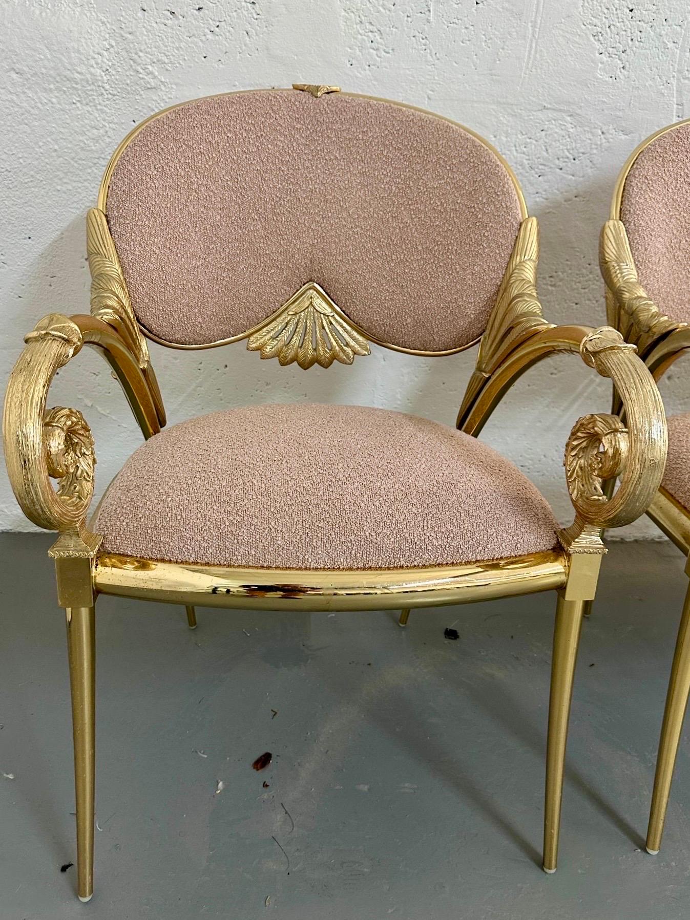 Set di quattro (4) poltrone decorative in metallo placcato oro Manuel Vidal Grau in vendita 8