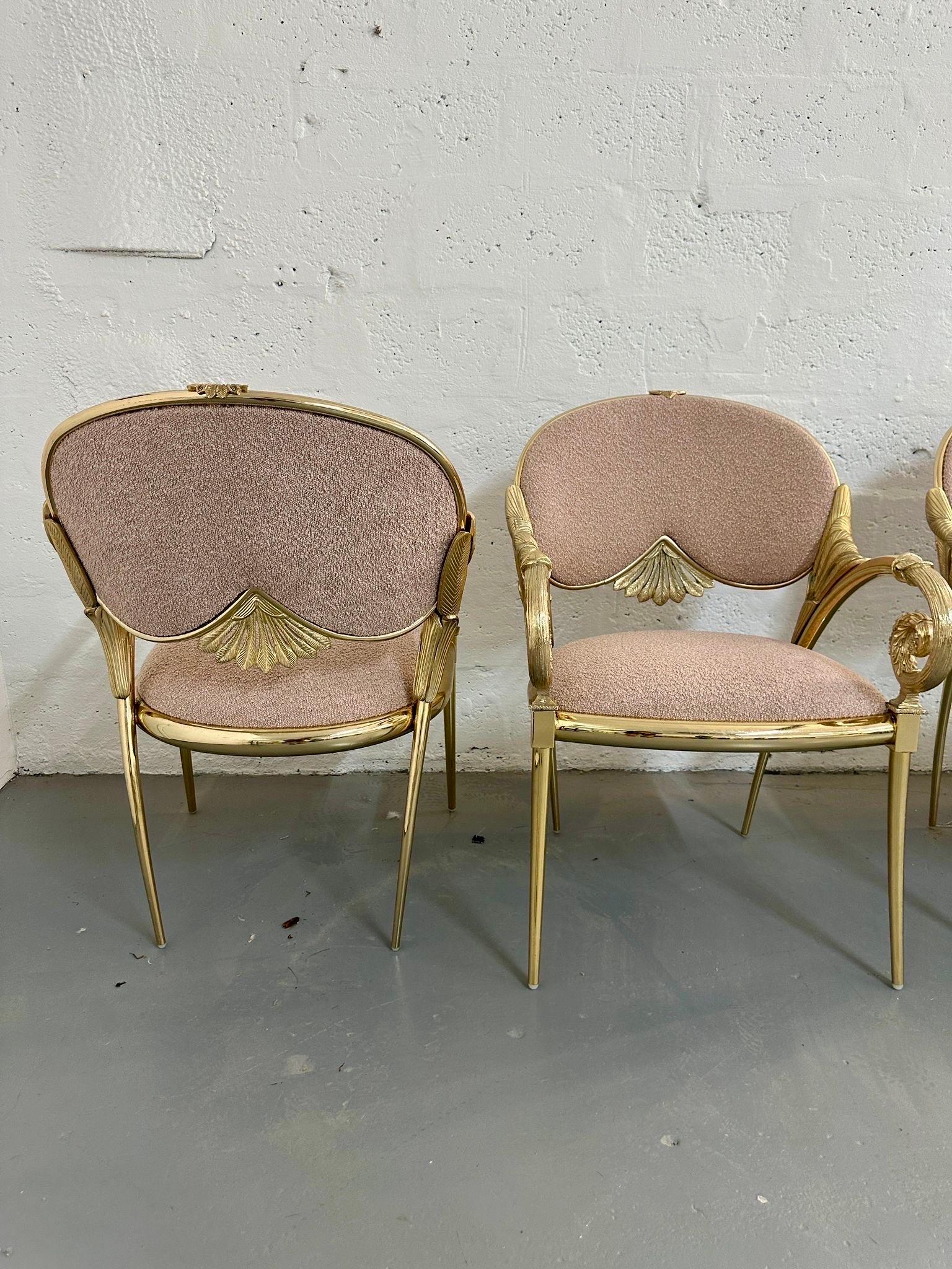Placcato Set di quattro (4) poltrone decorative in metallo placcato oro Manuel Vidal Grau in vendita