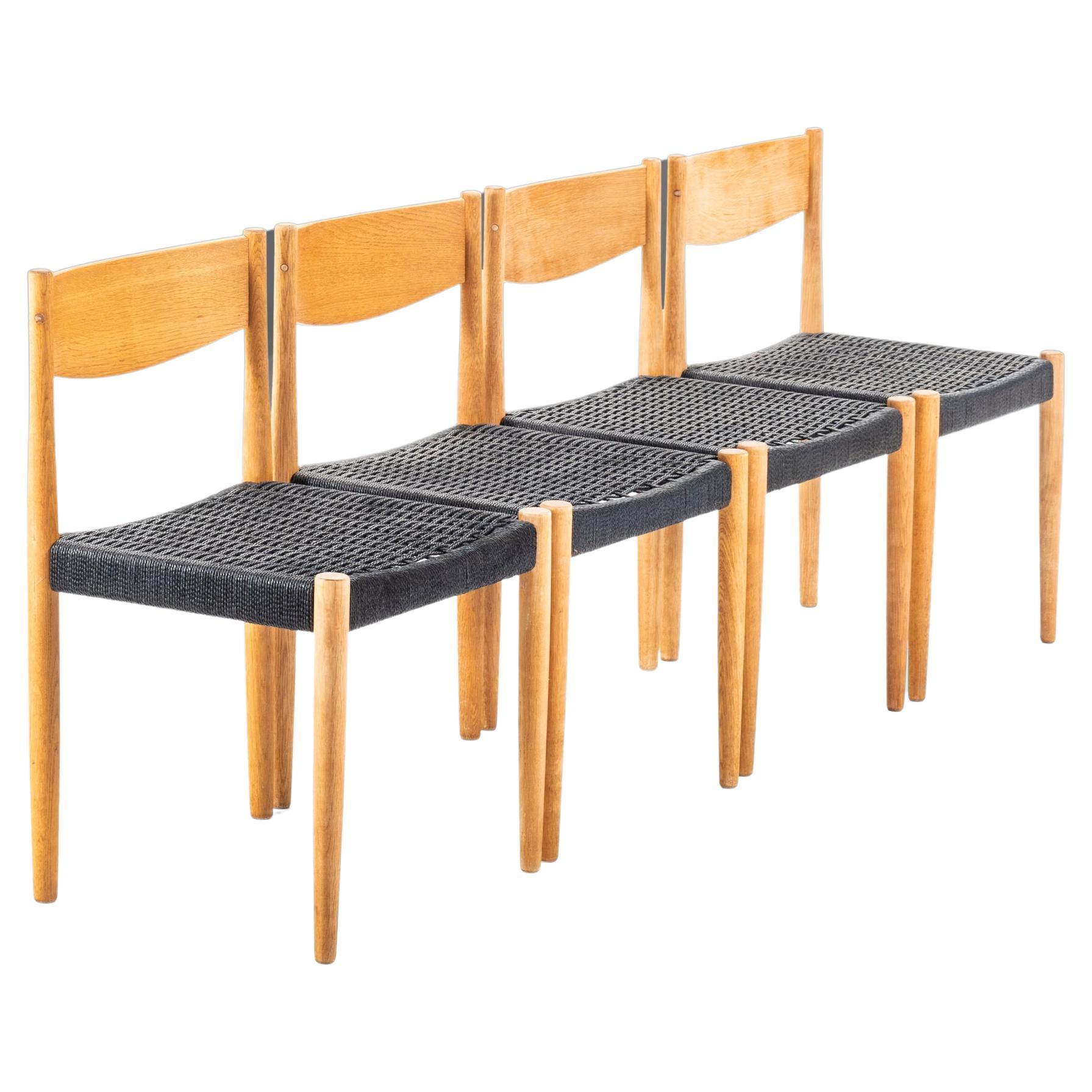 Ensemble de quatre (4) chaises de salle à manger modernes danoises de Poul Volther pour Frem Rojle, Danemark