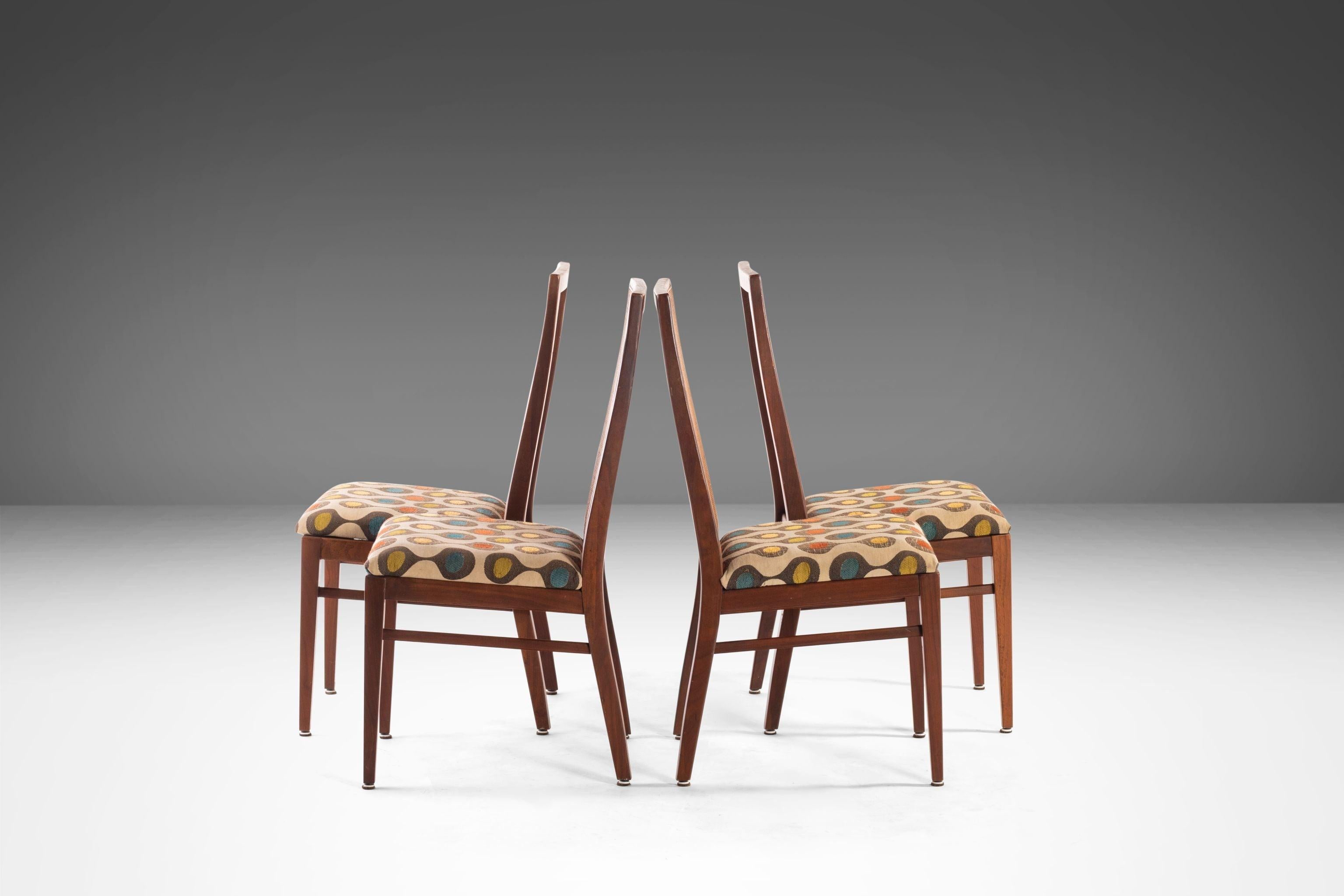 Set of Four '4' Cane Back Dining Chairs by Foster McDavid in Walnut, USA, 1960's 1