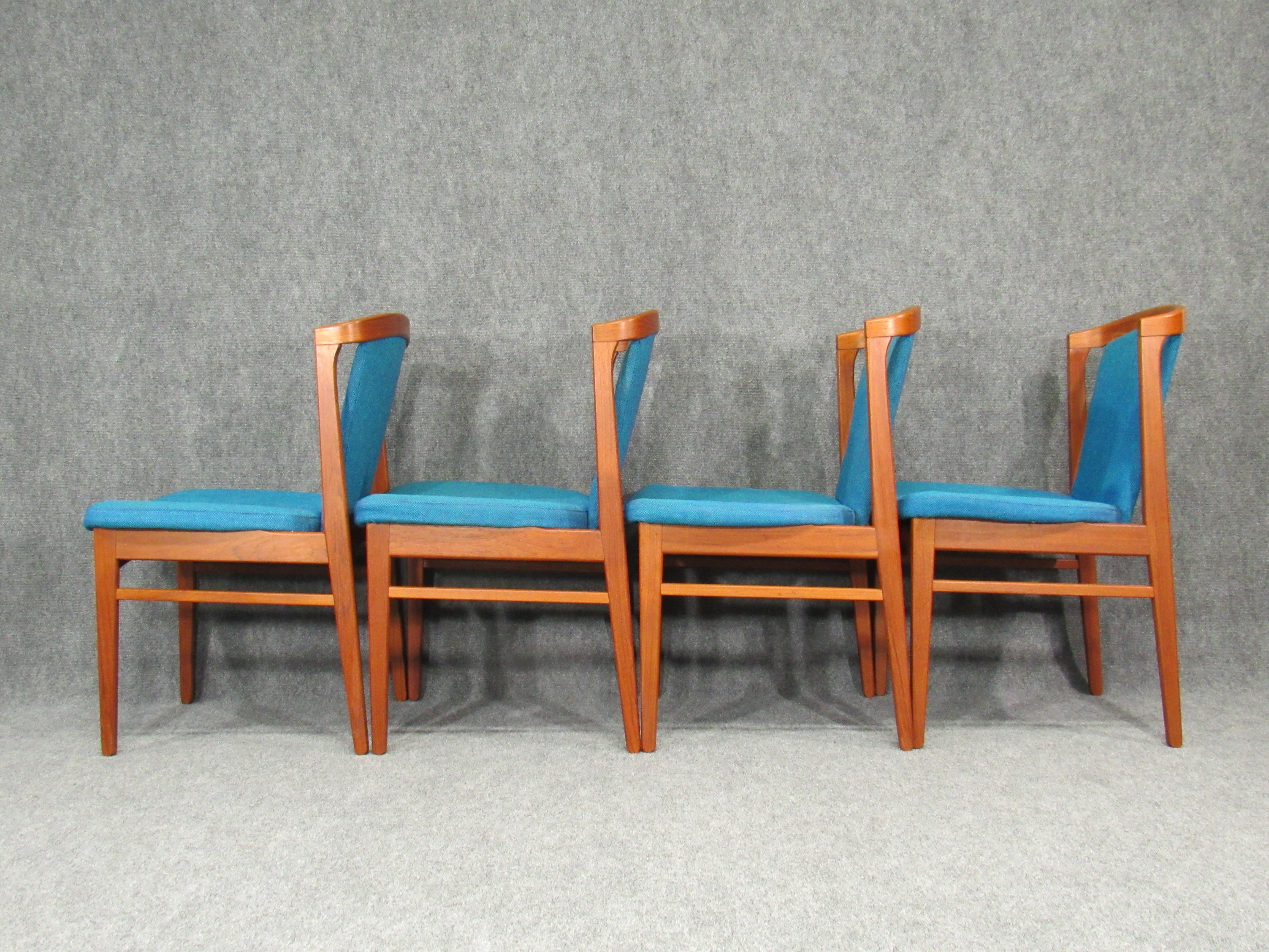 Mid-Century Modern Set of Four '4' Rare Midcentury, Danish Modern Teak Dining Chairs by Erik Buck