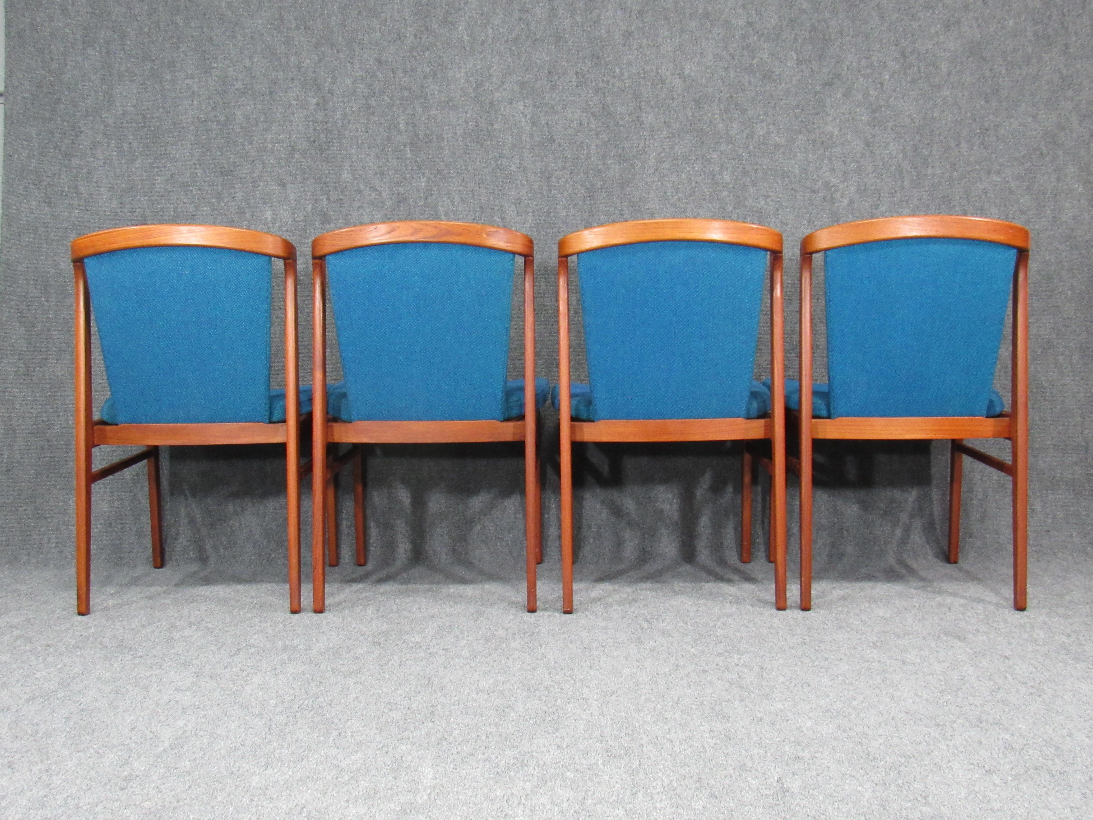 Set of Four '4' Rare Midcentury, Danish Modern Teak Dining Chairs by Erik Buck In Good Condition In Belmont, MA