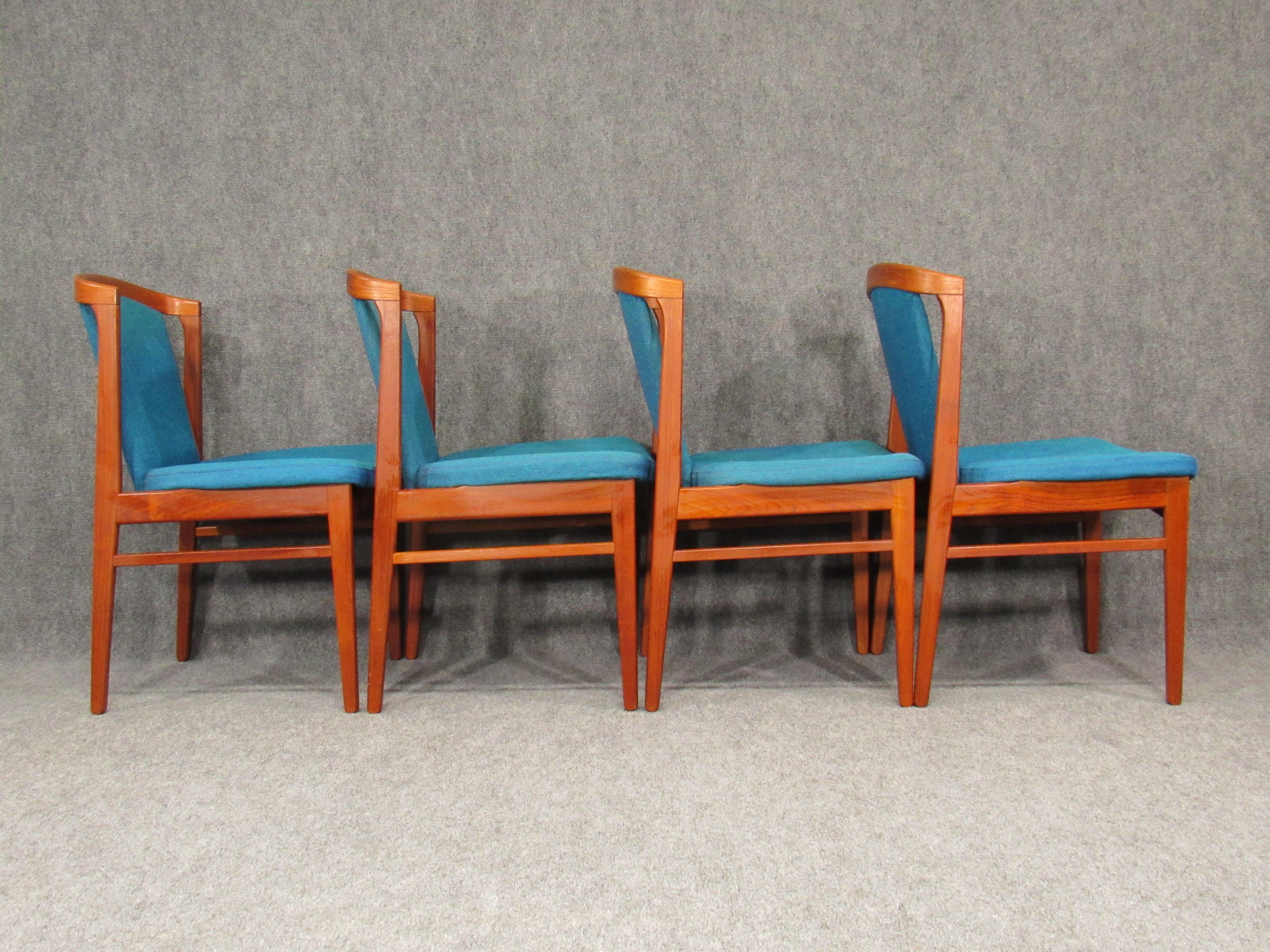 Mid-20th Century Set of Four '4' Rare Midcentury, Danish Modern Teak Dining Chairs by Erik Buck