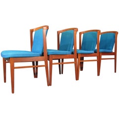 Set of Four '4' Rare Midcentury, Danish Modern Teak Dining Chairs by Erik Buck