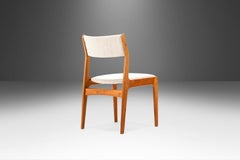 Set of Four '4' Scandinavian Styled Teak Dining Chairs w/ Oatmeal Fabric