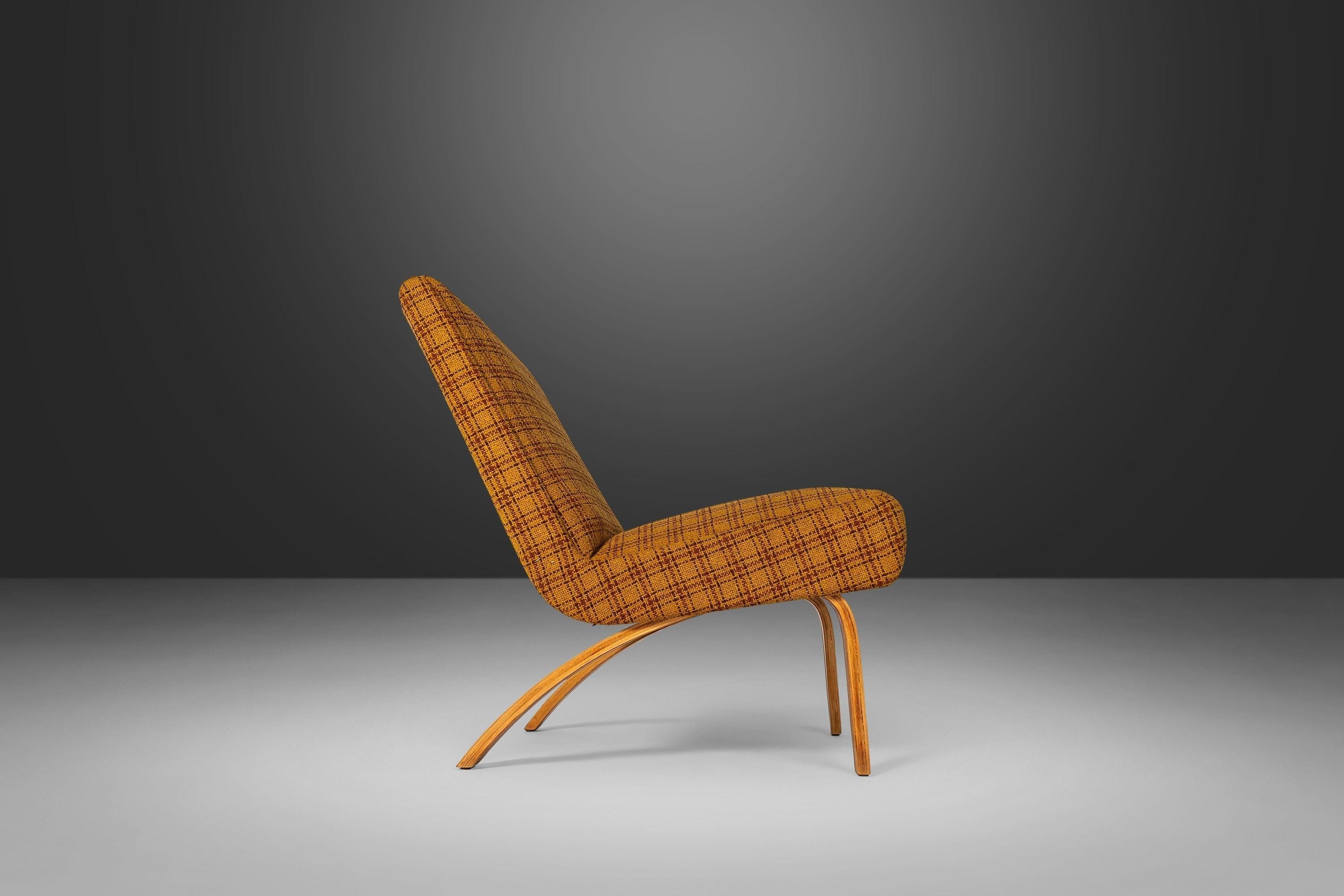Set di quattro sedie Slipper '4' in tessuto originale di lana a quadri gialli di Thonet in vendita 3