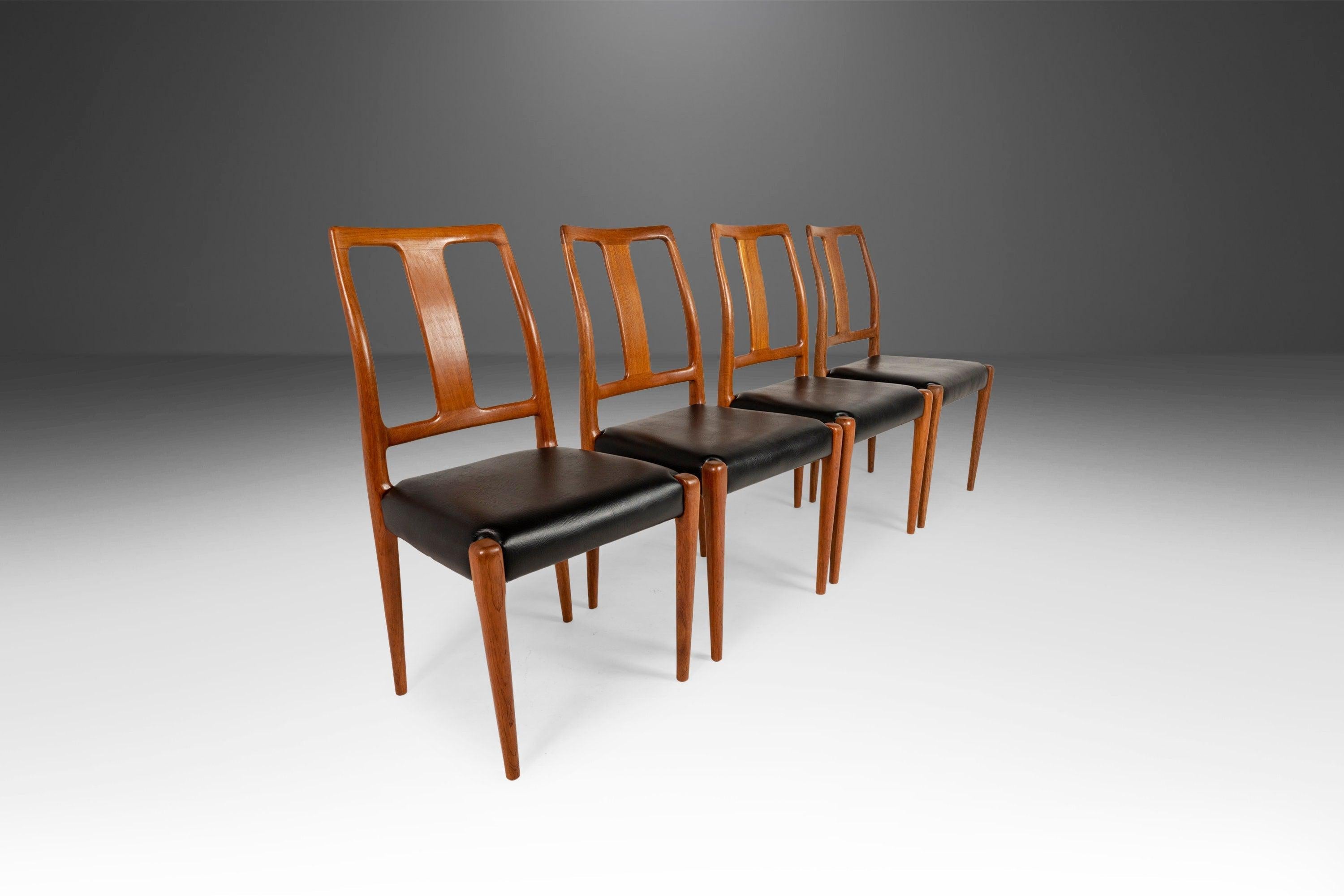 Singaporean Set of Four '4' Teak Dining Chair by D-SCAN Newly Upholstered, c. 1970s For Sale