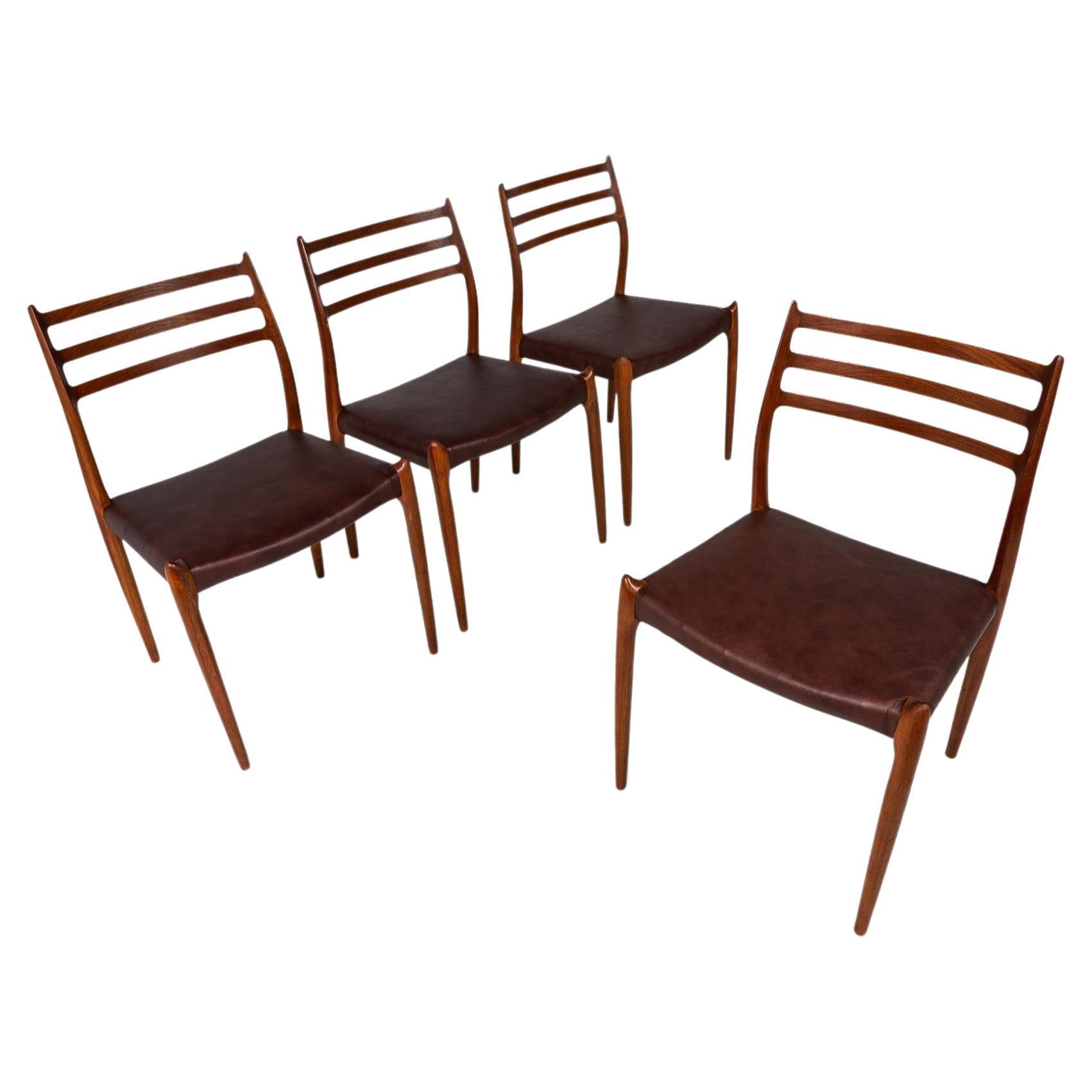 Ensemble de 4 chaises de salle à manger Niels Møller modèle 78 en teck de J.L. Møllers Møbelfabrik en vente