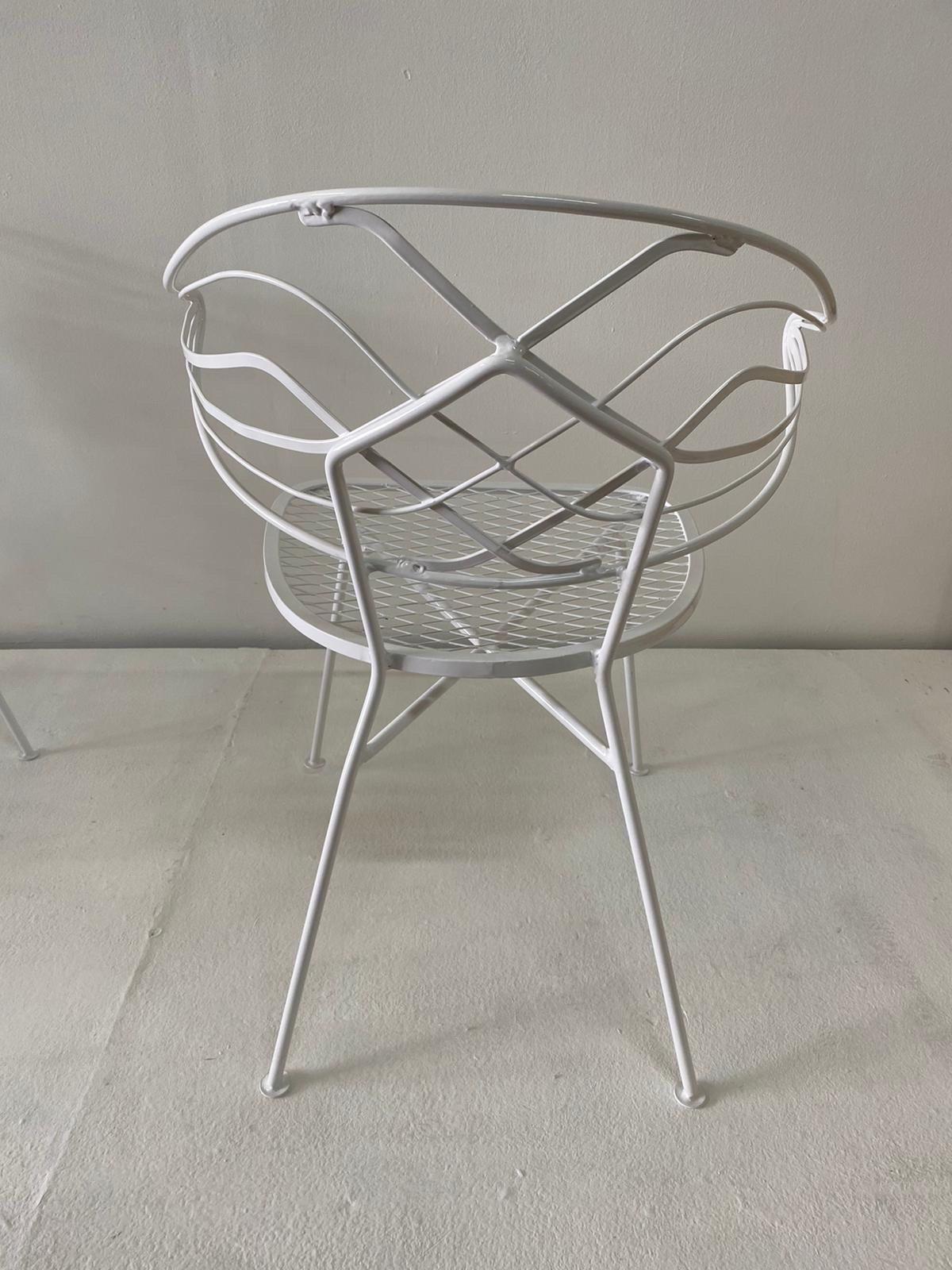 Set of Four '4' Vintage Klismos Style Iron Garden Chairs In Good Condition For Sale In East Hampton, NY