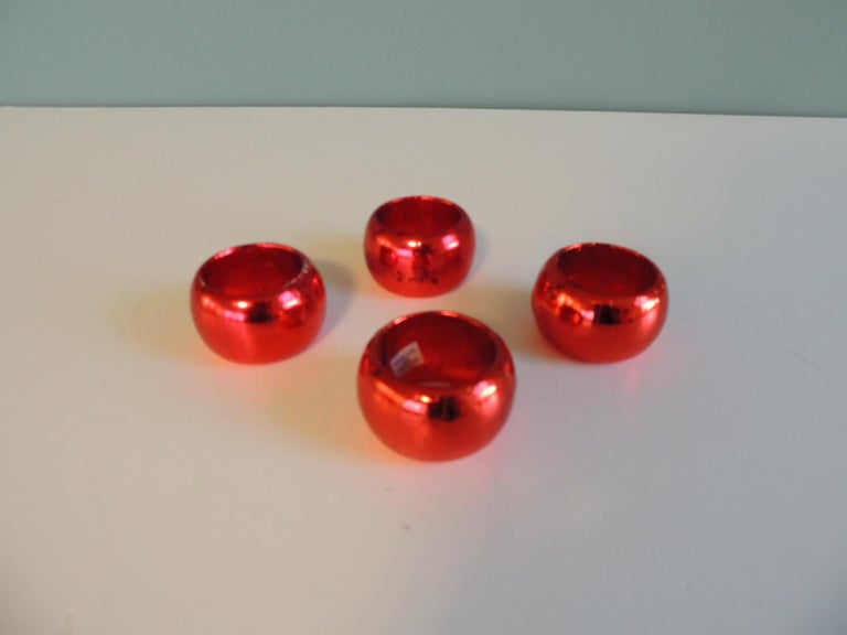 Set of Four '4' Wood Red Lacquered Napkin Holders For Sale at 1stDibs