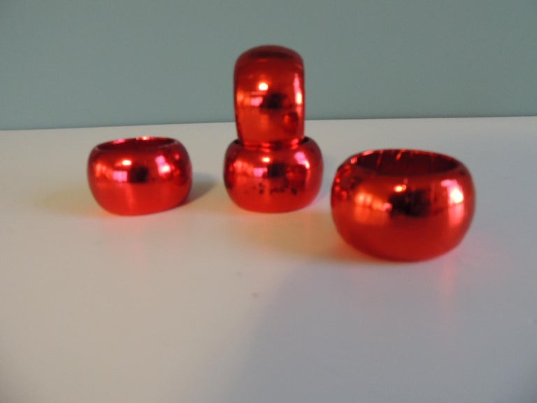 Set of Four '4' Wood Red Lacquered Napkin Holders For Sale at 1stDibs