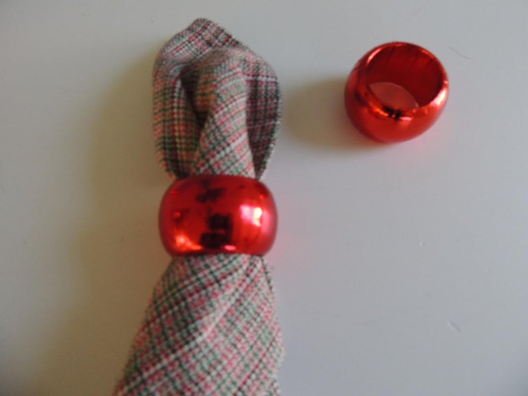 Set of Four '4' Wood Red Lacquered Napkin Holders For Sale at 1stDibs