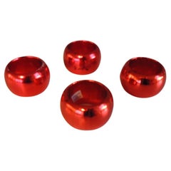 Set of Four '4' Wood Red Lacquered Napkin Holders