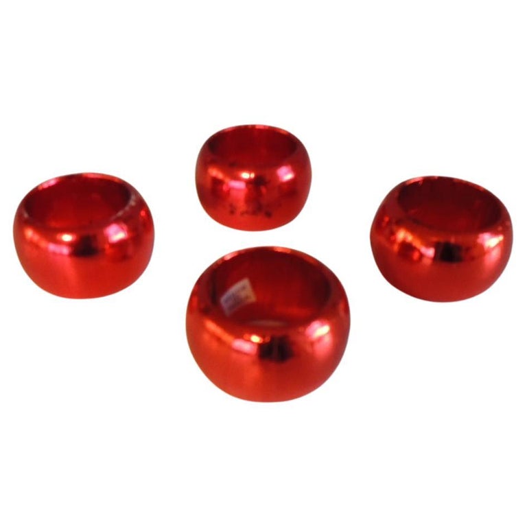 Set of Four '4' Wood Red Lacquered Napkin Holders For Sale at 1stDibs