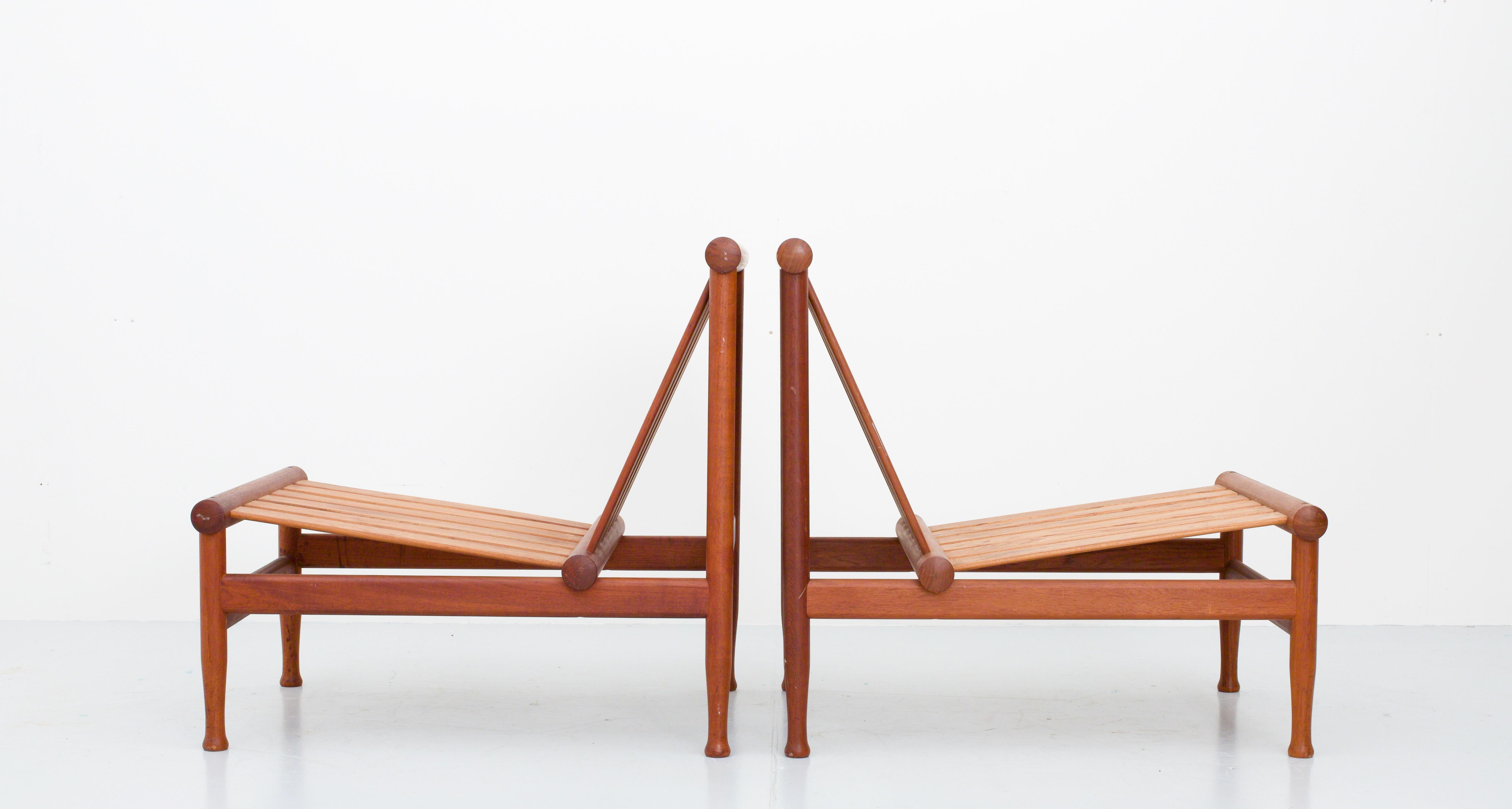 Fabric Set of Four '501' Lounge Chairs by Kai Lyngfeld Larsen in Teak, Denmark, 1950s
