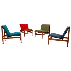 Vintage Set of Four '501' Lounge Chairs by Kai Lyngfeld Larsen in Teak, Denmark, 1950s