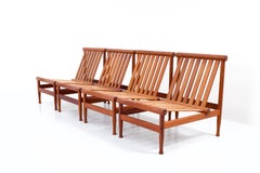 Set of Four '501' Lounge Chairs by Kai Lyngfeld Larsen in Teak, Denmark, 1950s