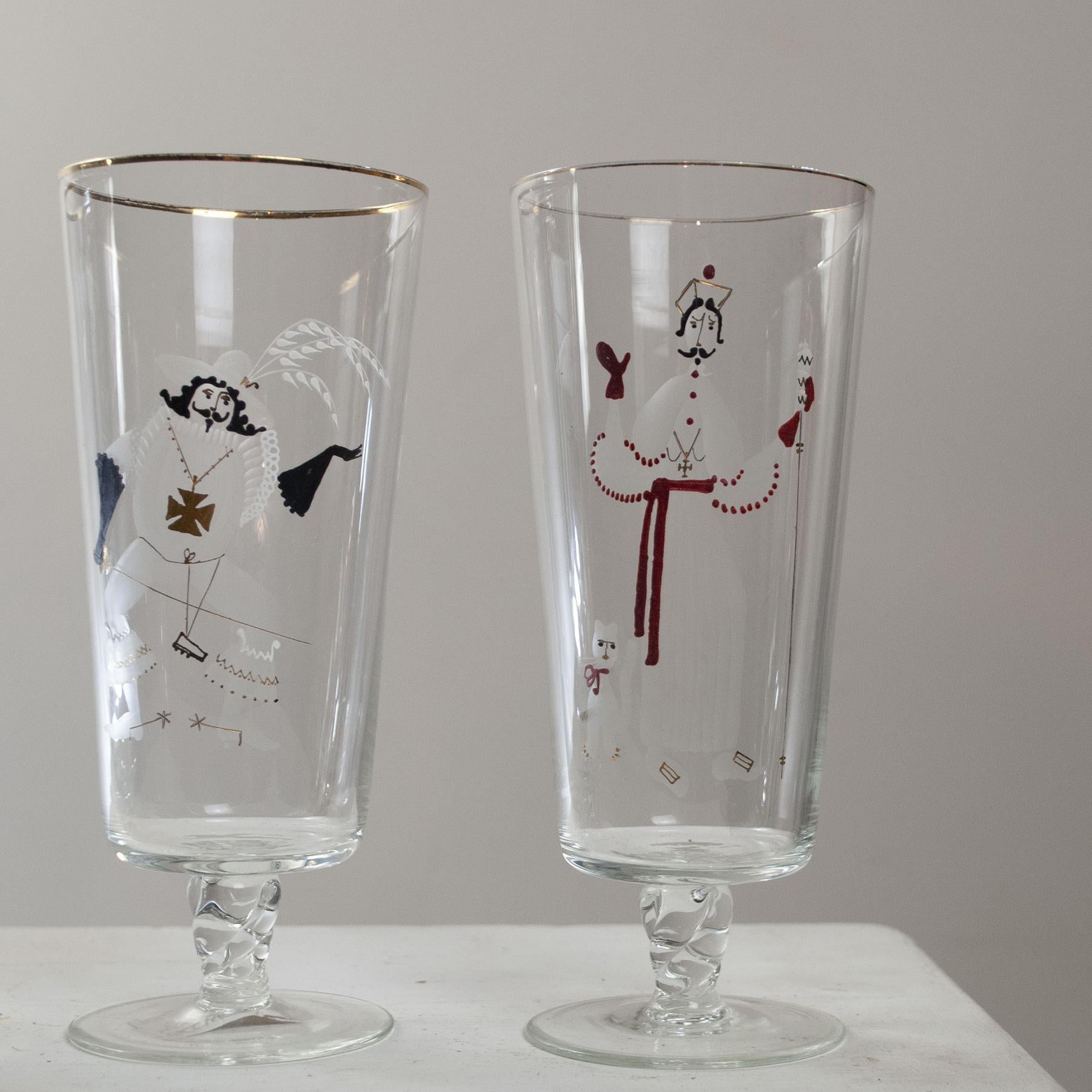 Set von vier Gläsern aus den 60er Jahren, französische Produktion (Italienisch) im Angebot