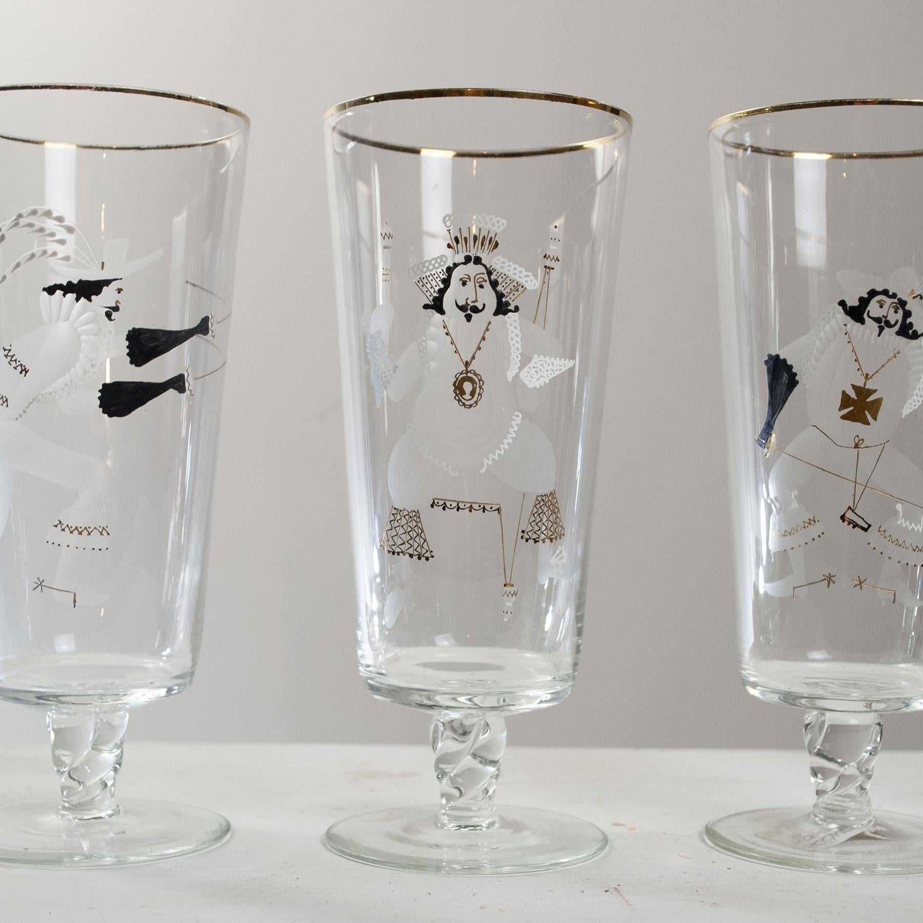 Mid-20th Century Set of Four 60's Glasses French Production For Sale