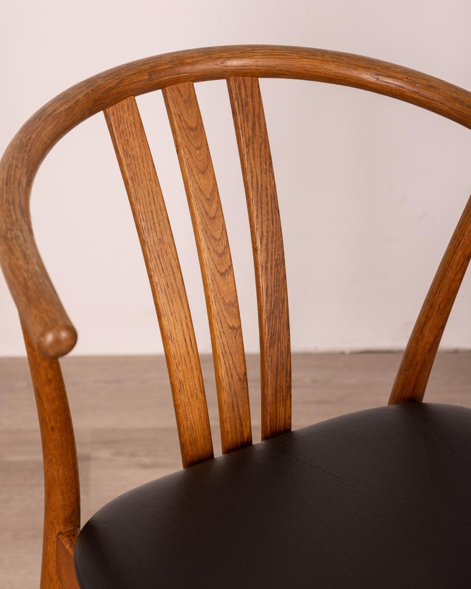 Mid-20th Century Set of Four 1960s Vintage Chairs in Wood and Leather Danish Design
