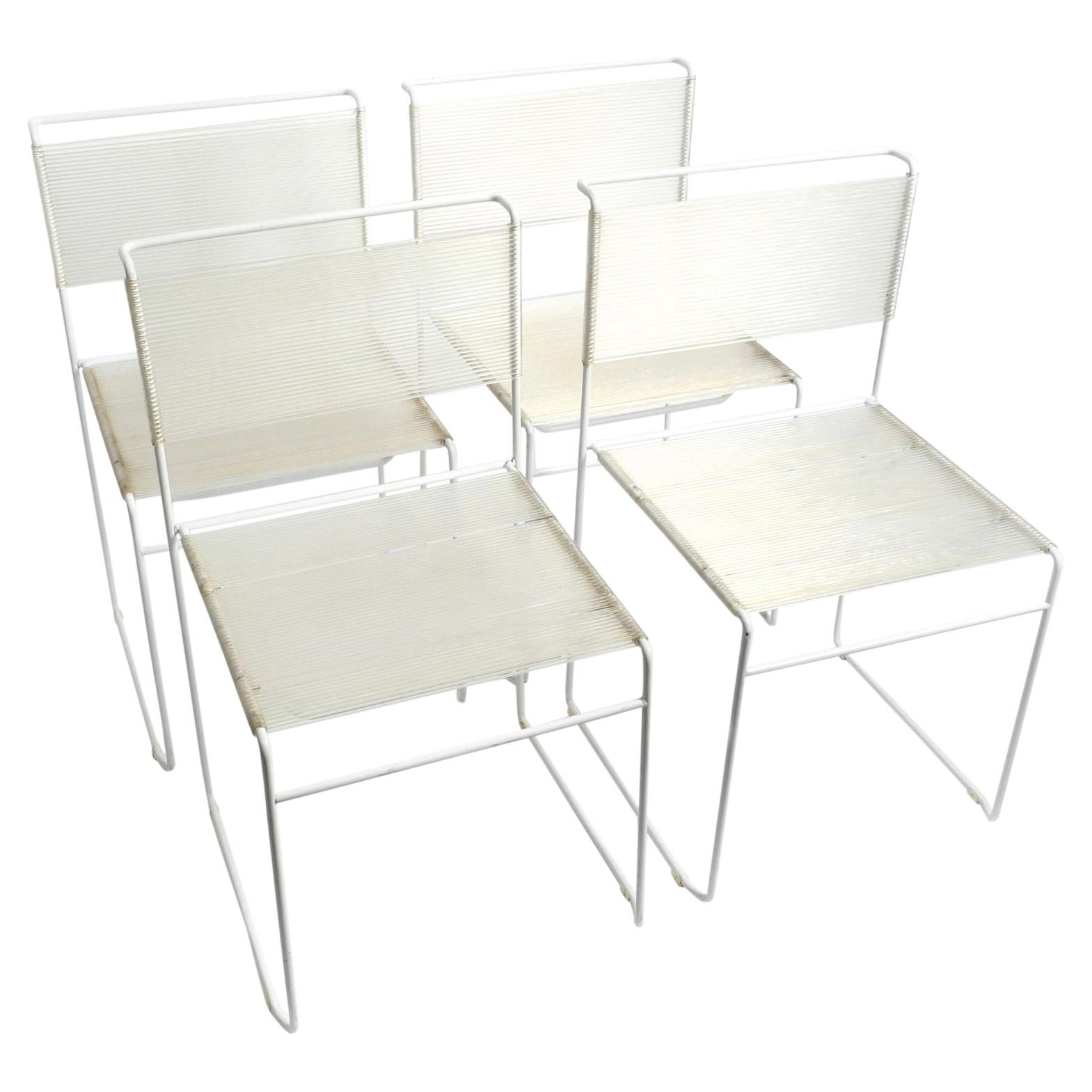Set of Four 70s Original Spaghetti Chairs by Giandomenico Belotti Fly Line Italy