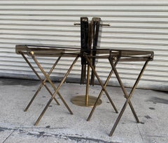 Set of Four Acrylic and Brass Serving Trays and Stand by Charles Hollis Jones