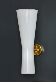 Pair of Acrylic and Brass Swedish Cones Wall Sconces