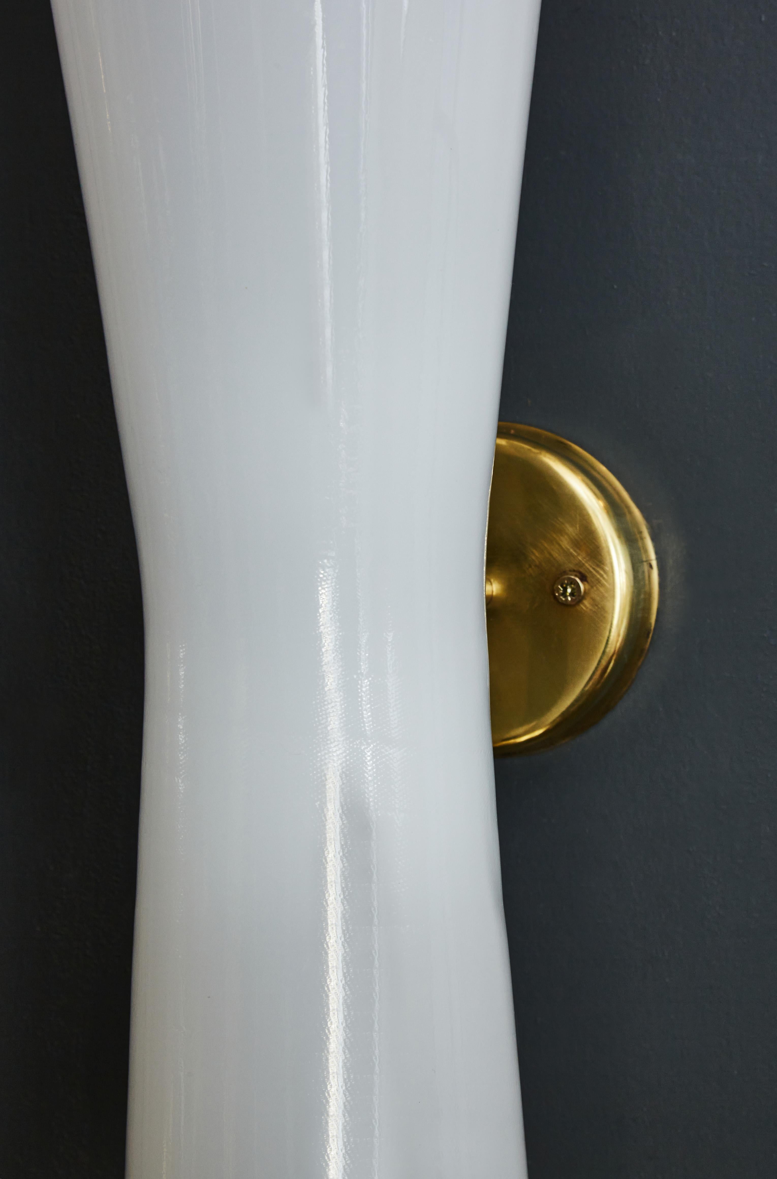 Late 20th Century Set of Four Acrylic and Brass Swedish Cones Wall Sconces For Sale