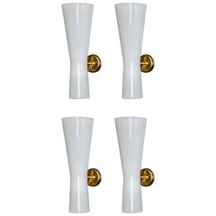 Set of Four Acrylic and Brass Swedish Cones Wall Sconces