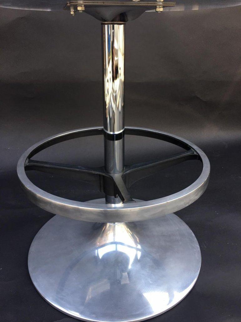 Set of Four Acrylic & Metal Bar Stools with Fabric Cushions. U.S.A. 1980's. For Sale 2