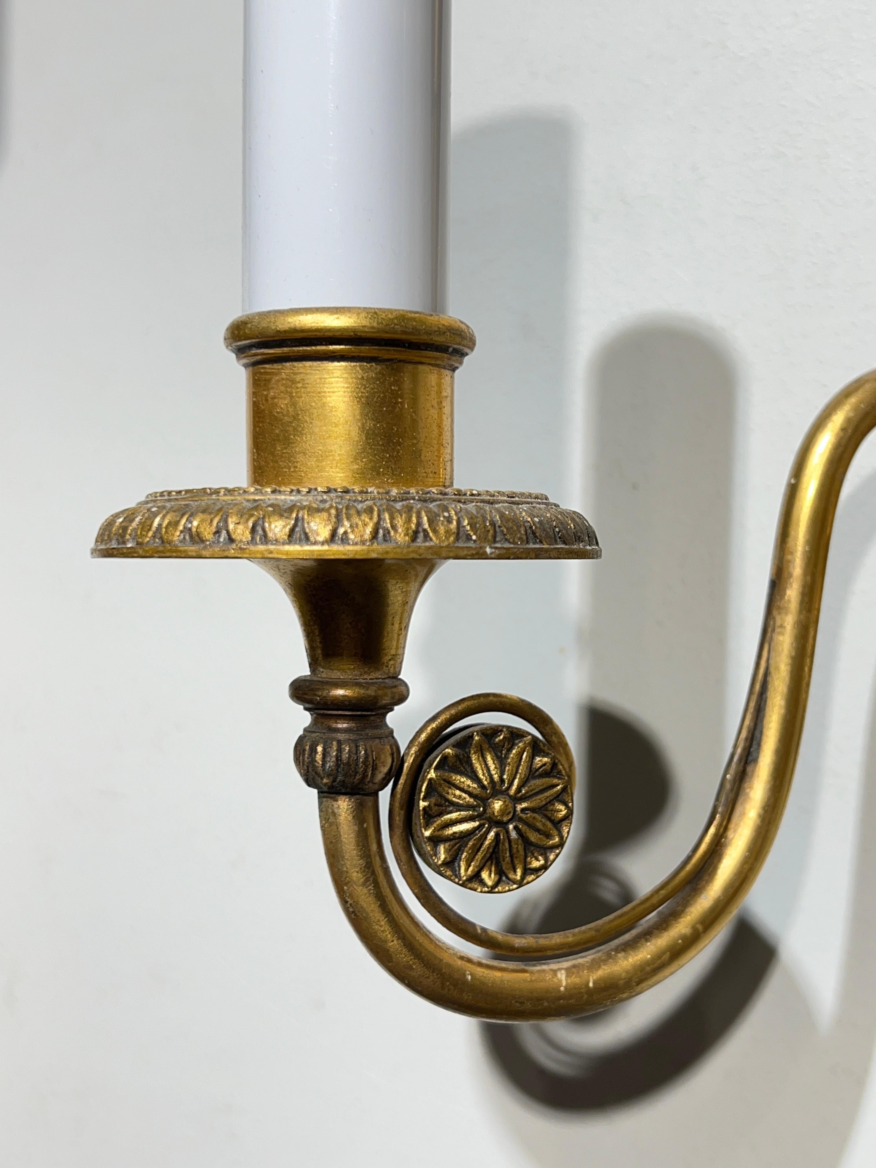 American Set of Four Adam Style Bronze Sconces Attributed to Caldwell For Sale