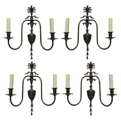 Set of Four Adam Style Twin Branch Wall Lights