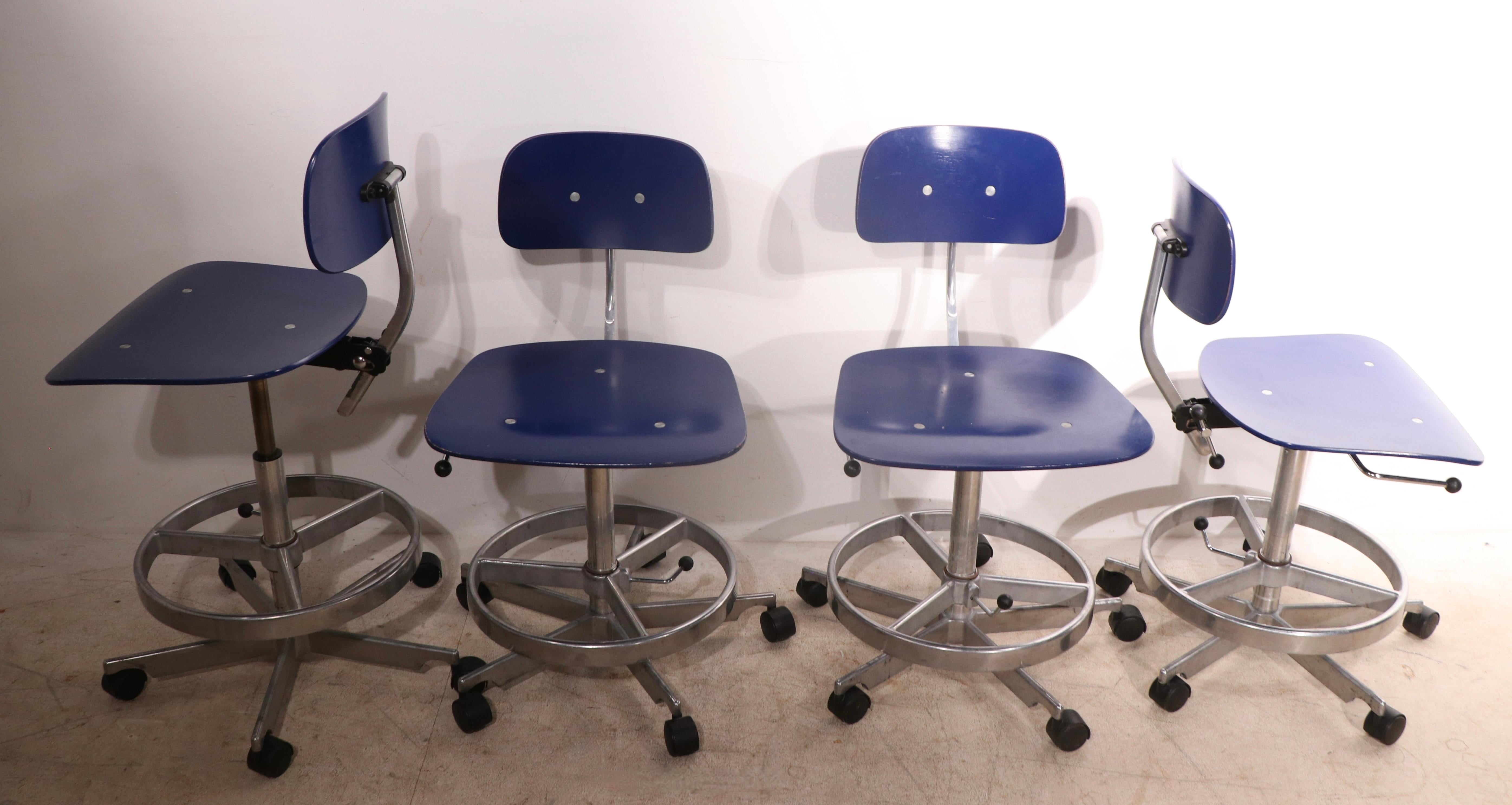 20th Century  Set of Four Adjustable Stools by  Jørgen Rasmussen for Fritz Hansen   For Sale