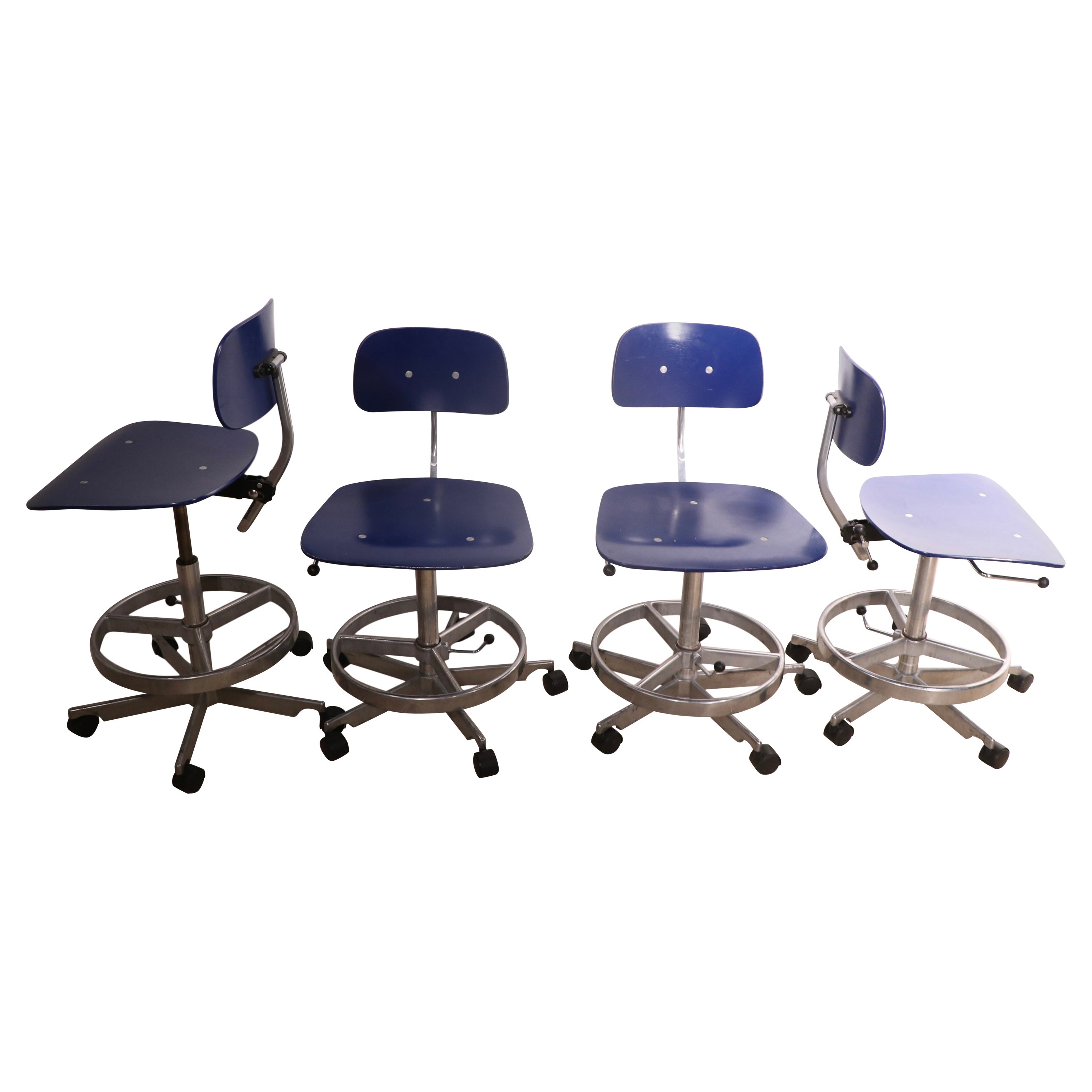 Set of Four Adjustable Stools by  Jørgen Rasmussen for Fritz Hansen