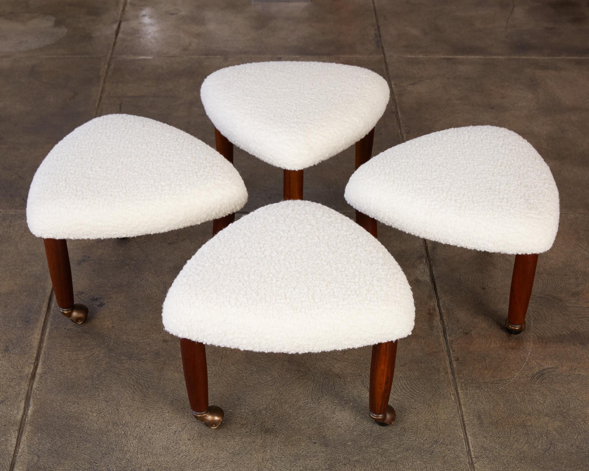 Mid-Century Modern Set of Four Adrian Pearsall Upholstered Stools