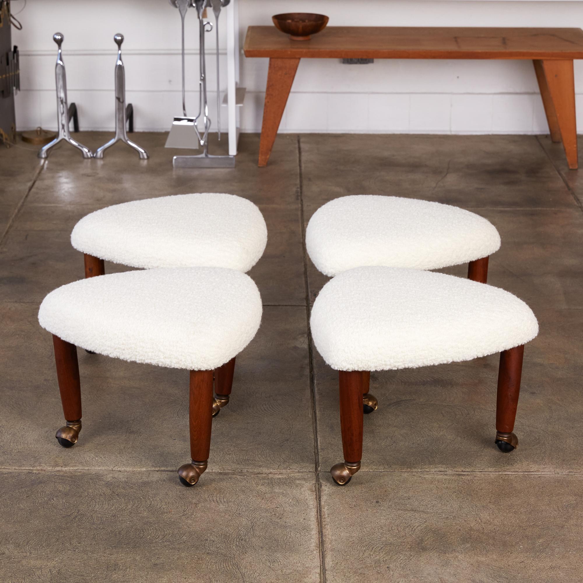 Set of Four Adrian Pearsall Upholstered Stools In Excellent Condition In Los Angeles, CA
