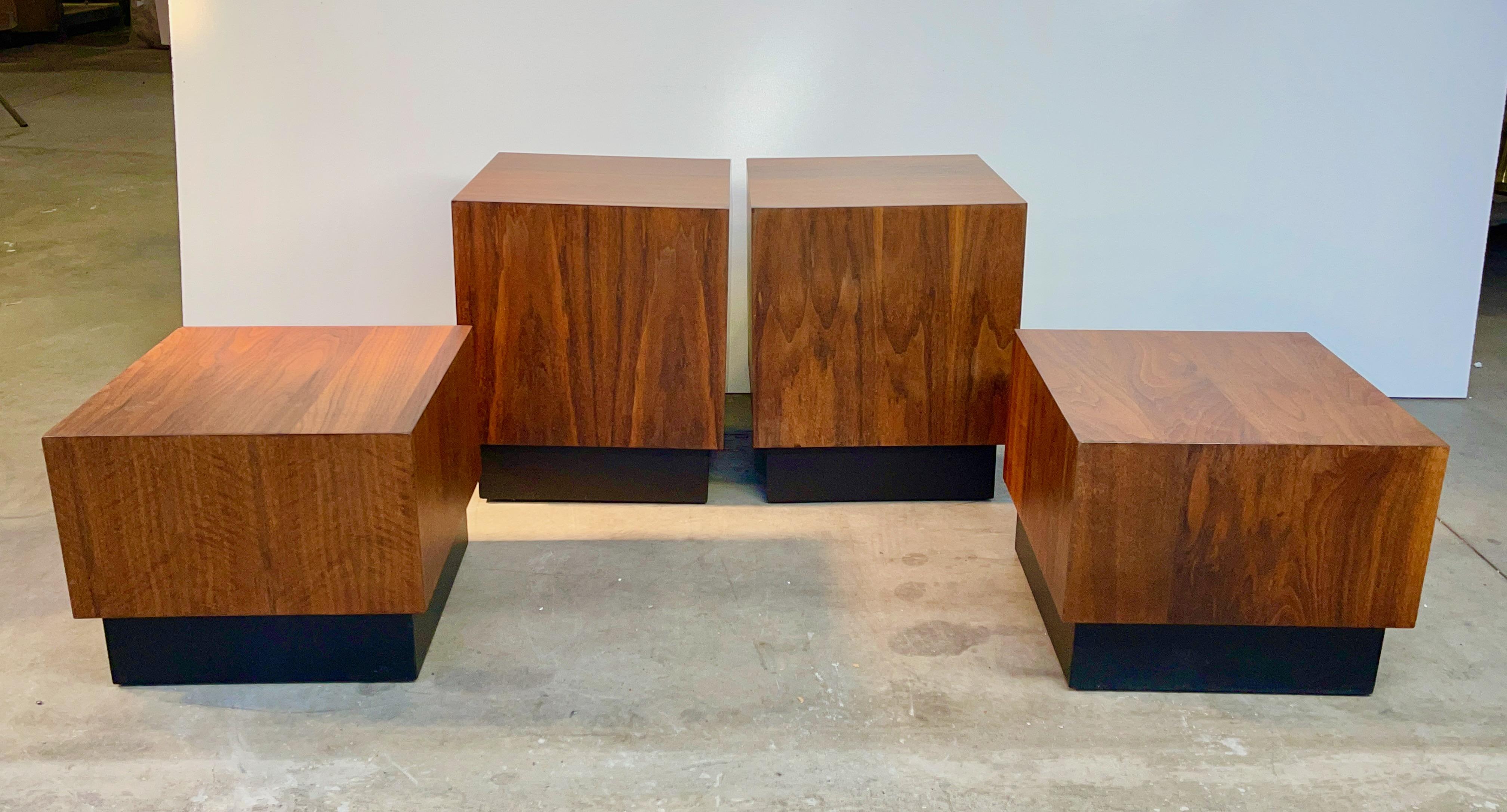 Set of Four Adrian Pearsall Walnut Cube Tables 4