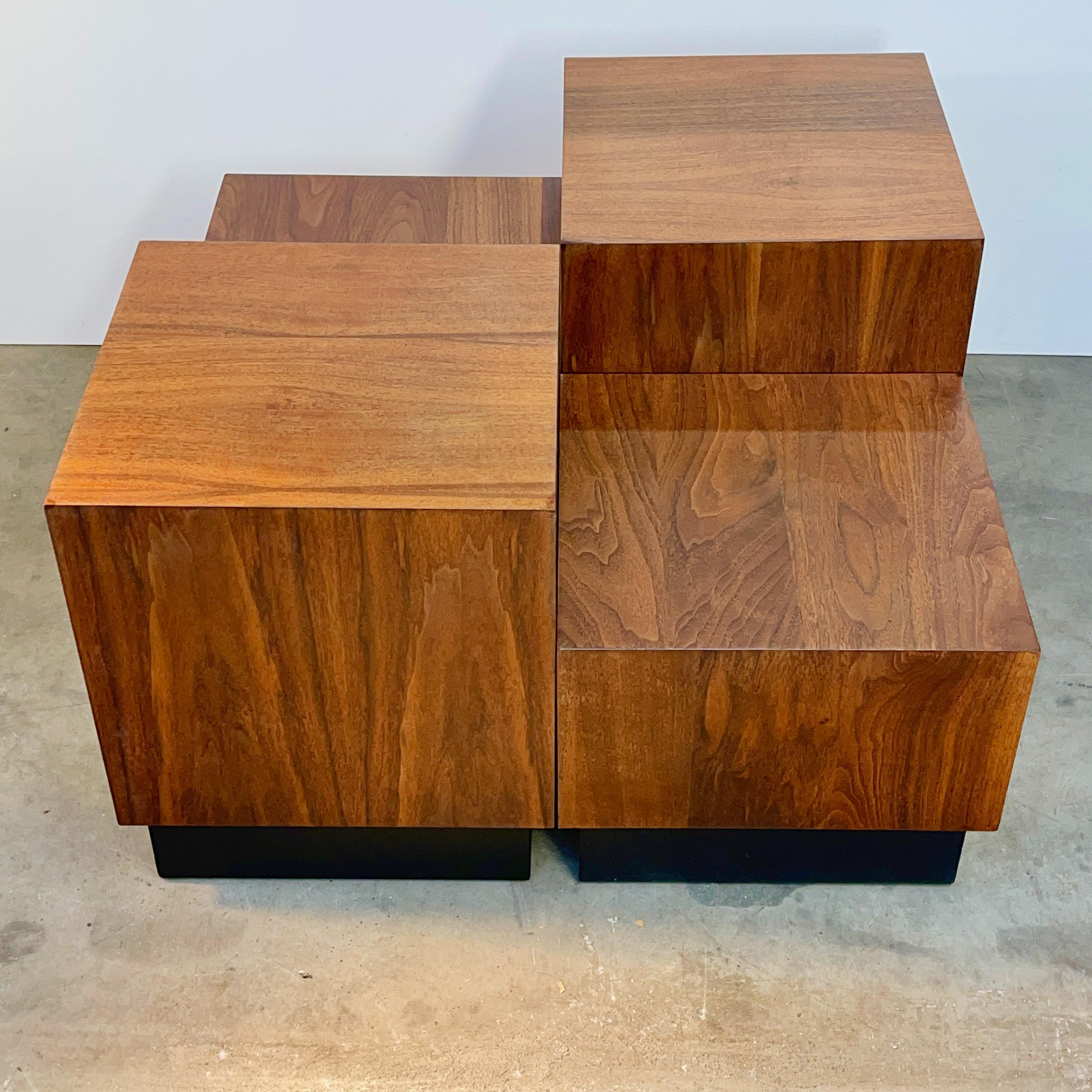 Mid-Century Modern Set of Four Adrian Pearsall Walnut Cube Tables